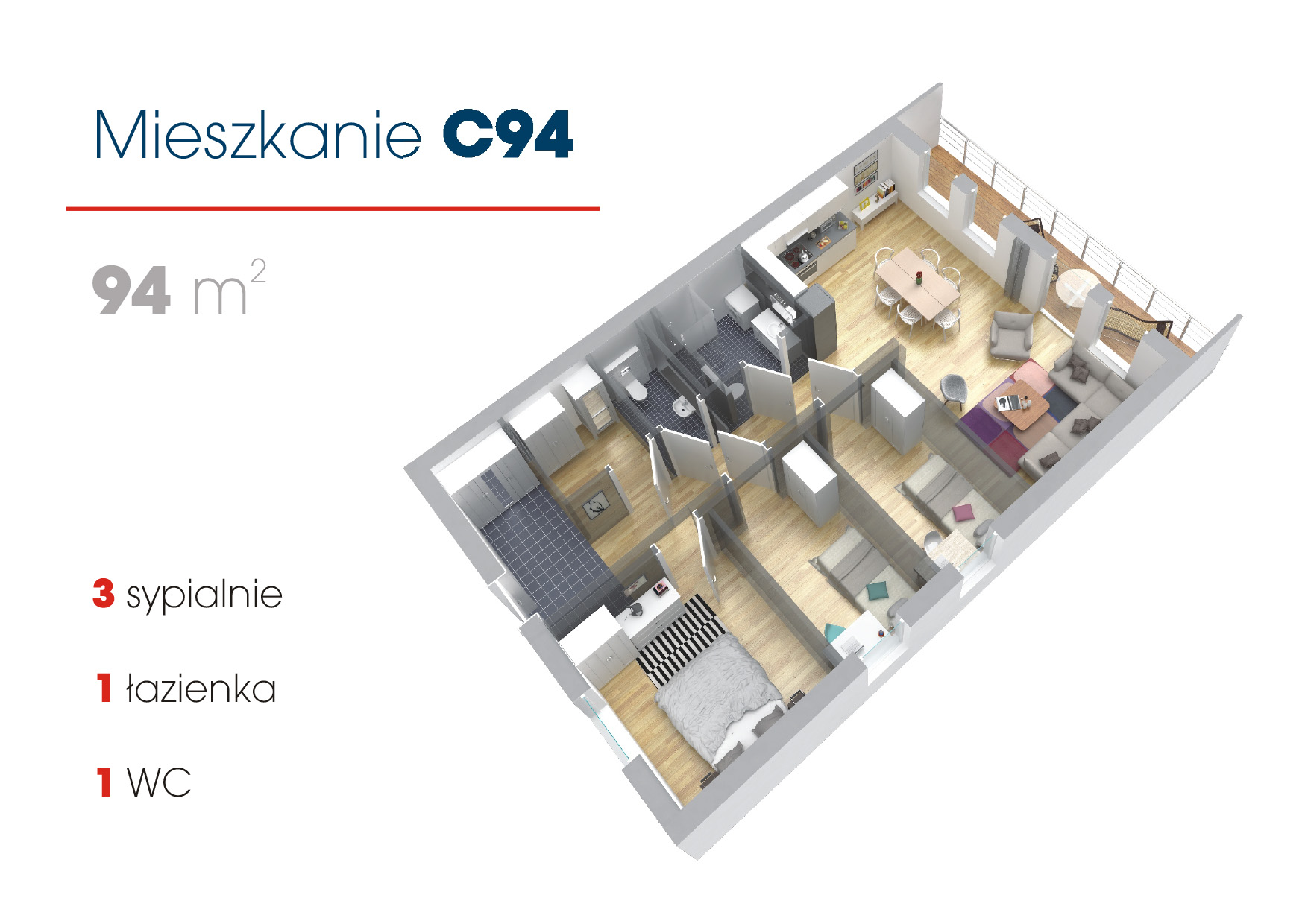 Przykładowe aranżacje mieszkań w technologii modułowej 94 m2